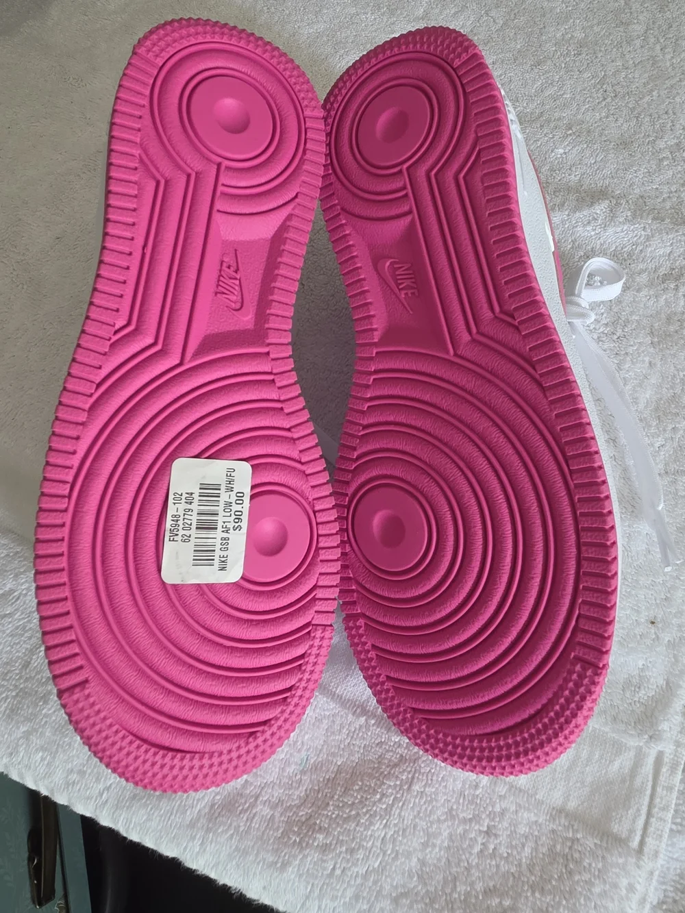 Nike Air Force 1 Low GS White Laser Fuchsia Hot Pink FV5948-102 NWT 6.5W /5Y